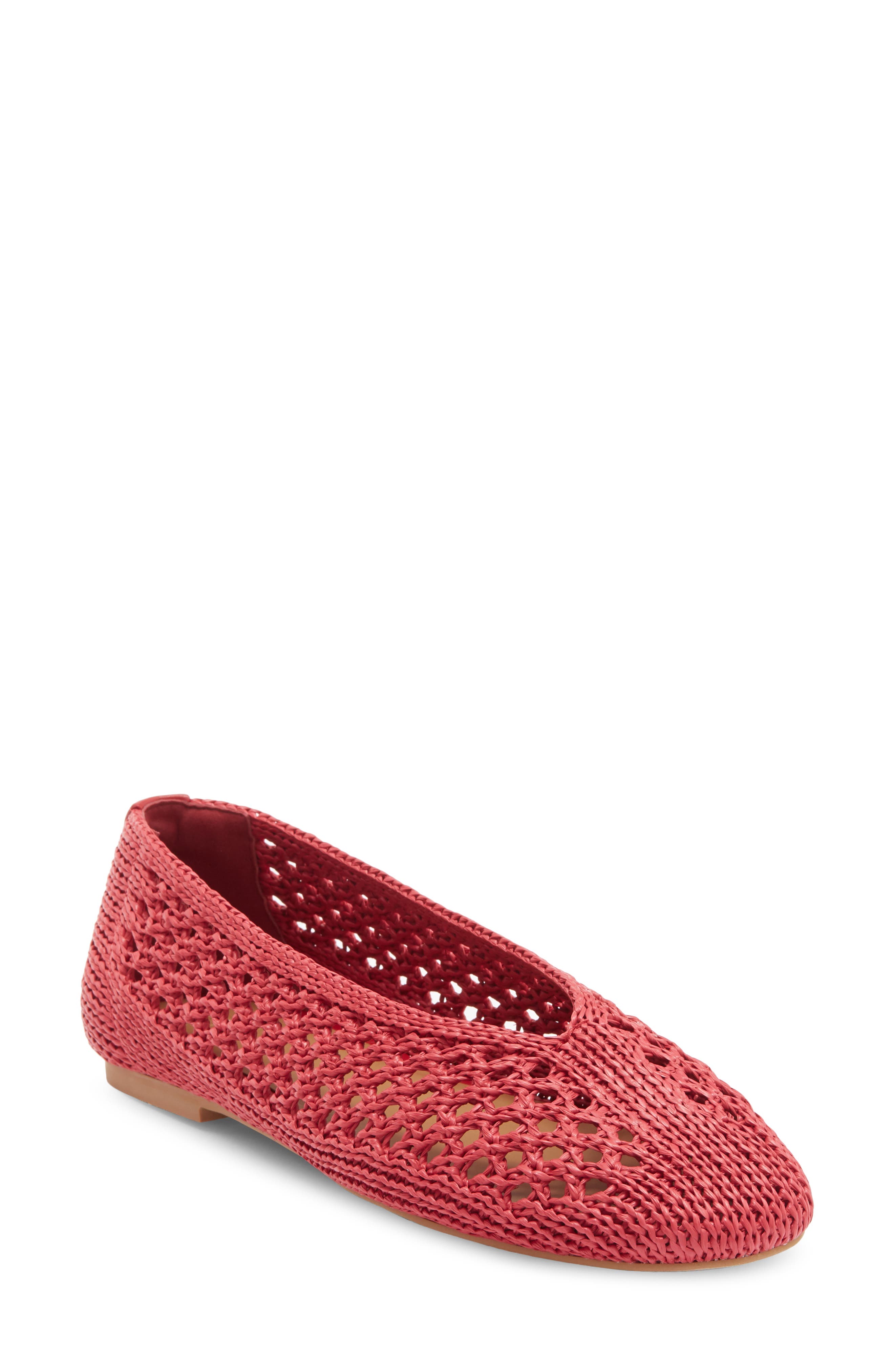 NORDSTROM RACK Monroe Weave Flat, Main, color, Red Rose