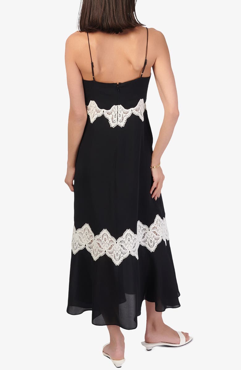 CAMI NYC Isadora Pleated Lace Inset Silk Maxi Dress, Alternate, color, 