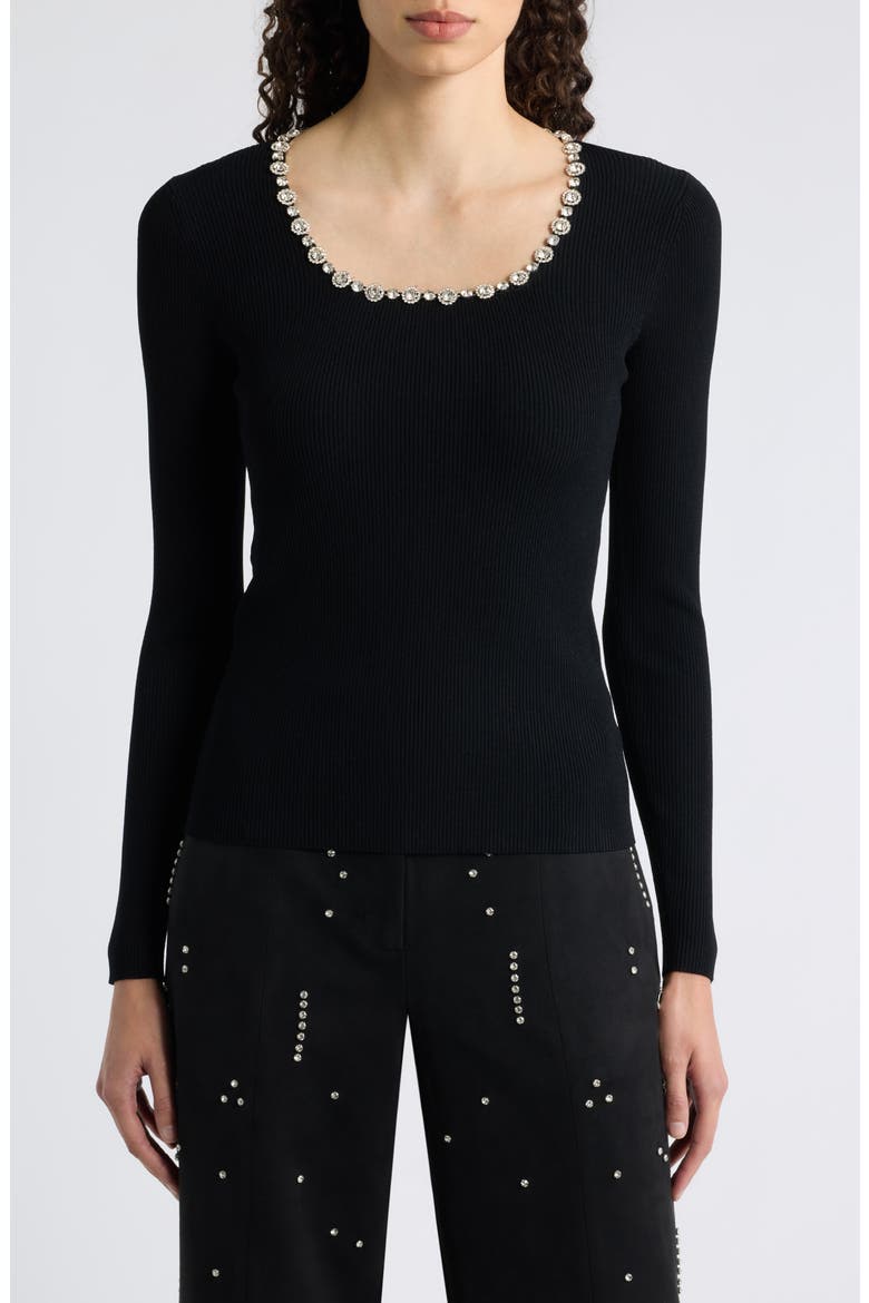 Isabel Crystal Embellished Sweater, Main, color, NOIR