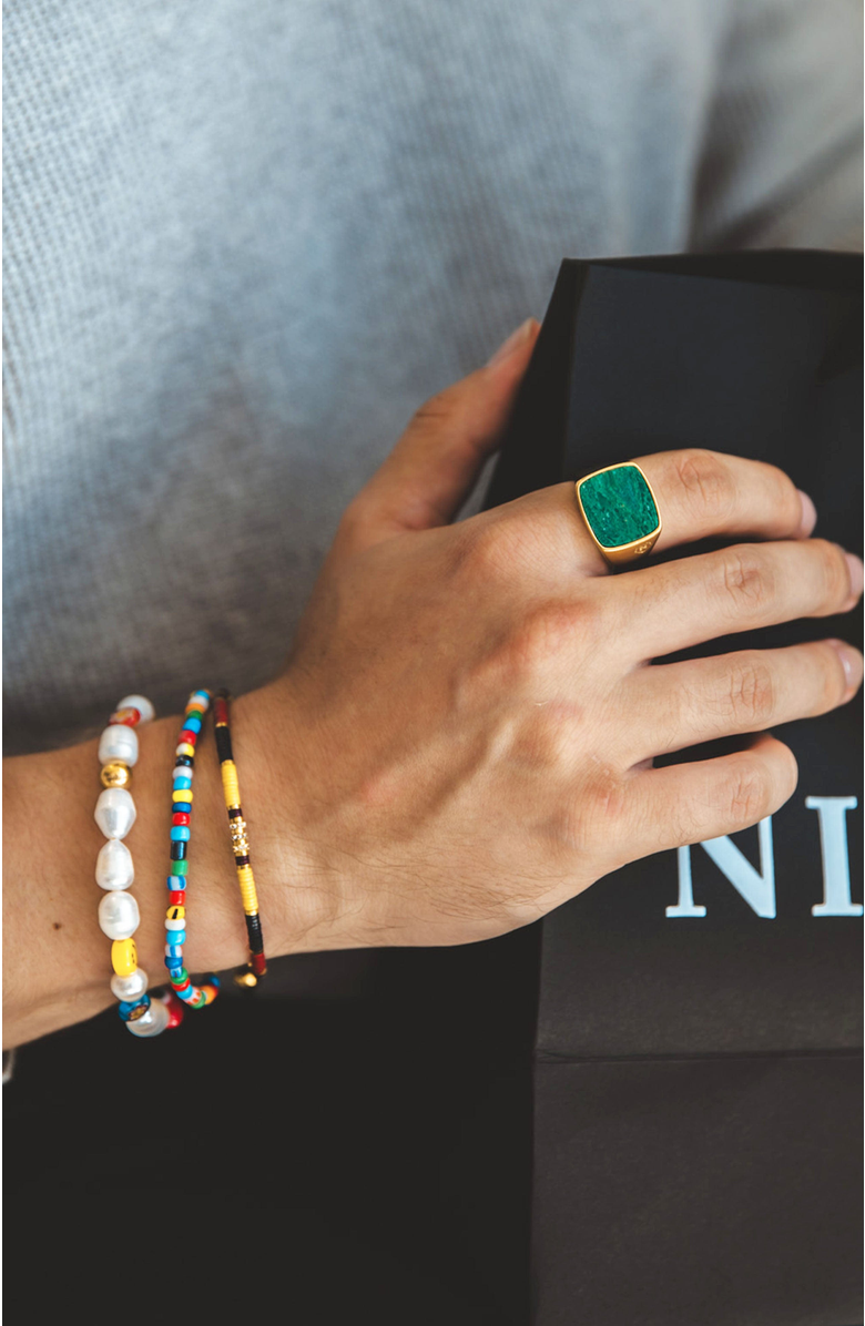 Nialaya Vintage Trifocal Beaded Wristband, Alternate, color, Multi Color