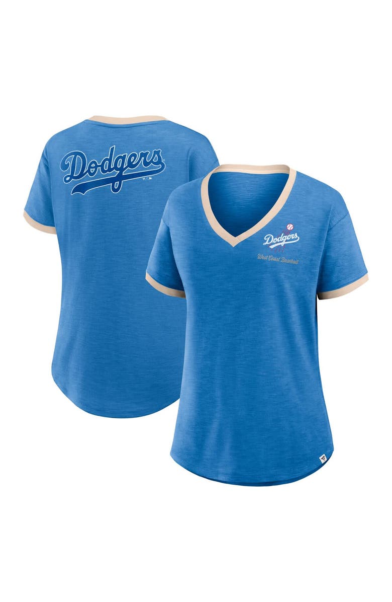 FANATICS Women's Fanatics Royal Los Angeles Dodgers Binge Worthy Stadium Slub V-Neck T-Shirt, Main, color, Royal