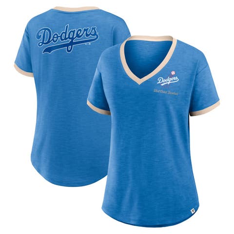 Women's Fanatics Royal Los Angeles Dodgers Binge Worthy Stadium Slub V-Neck T-Shirt
