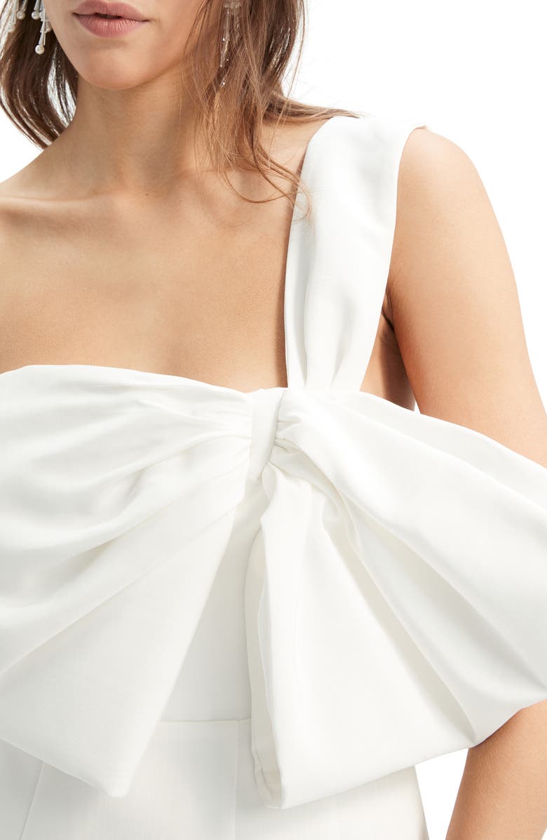 Bardot Bella Bow One-Shoulder Minidress, Alternate, color, Orchid Wht