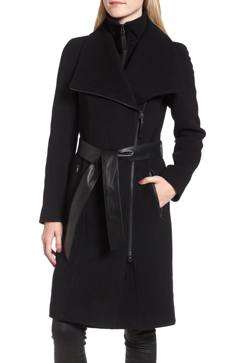 Nori Belted Wool Blend Coat, Main, color, BLACK