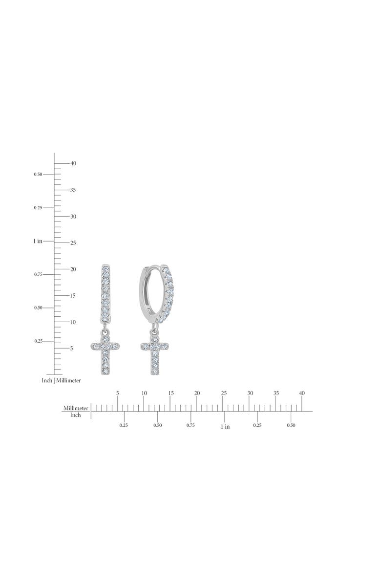 Pavé Cross Huggie Hoop Earrings, Alternate, color, PURE PLATINUM/ CLEAR STONE
