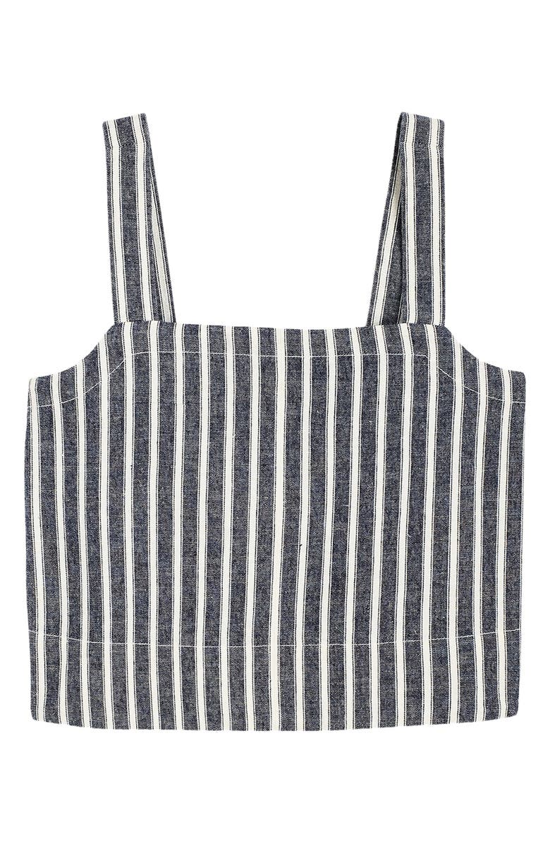 Madewell Stripe Square Neck Linen & Cotton Tank, Alternate, color, Navy White Stripe