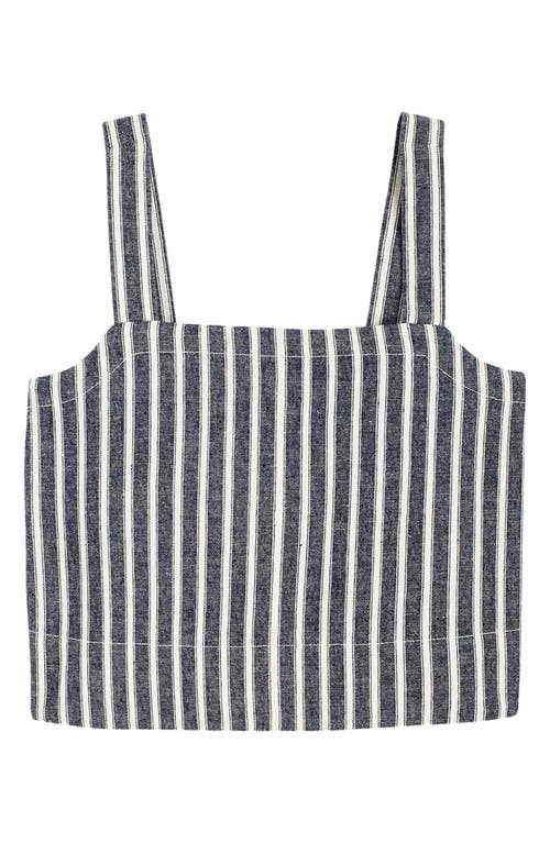 Madewell Square Neck Top In Linen Blend Stripe Stripe Twill