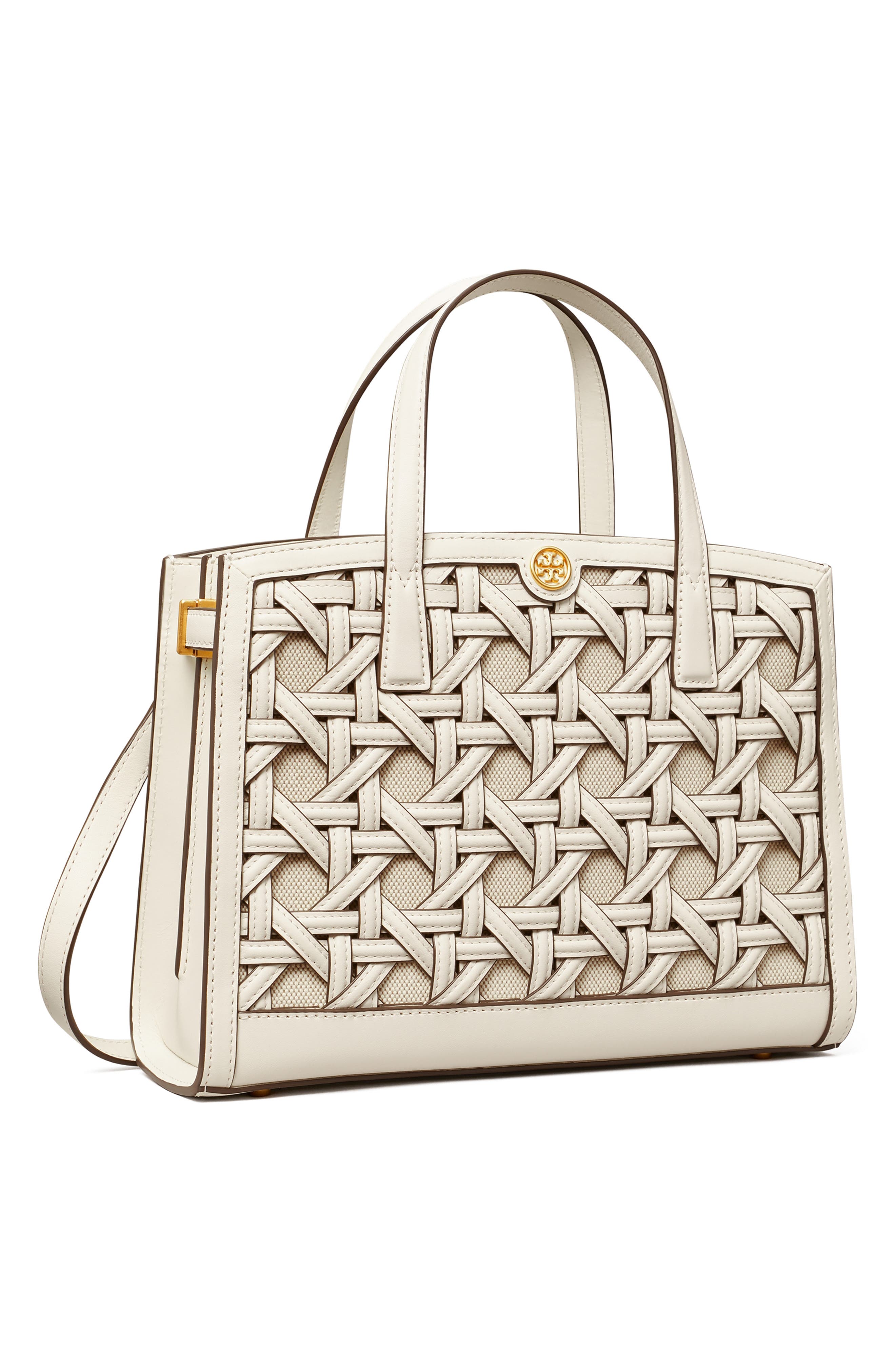 Tory Burch Walker Small Basket Weave Leather Satchel, Alternate, color, 