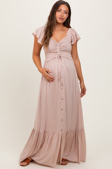 Smocked Top Woven Maxi Dress