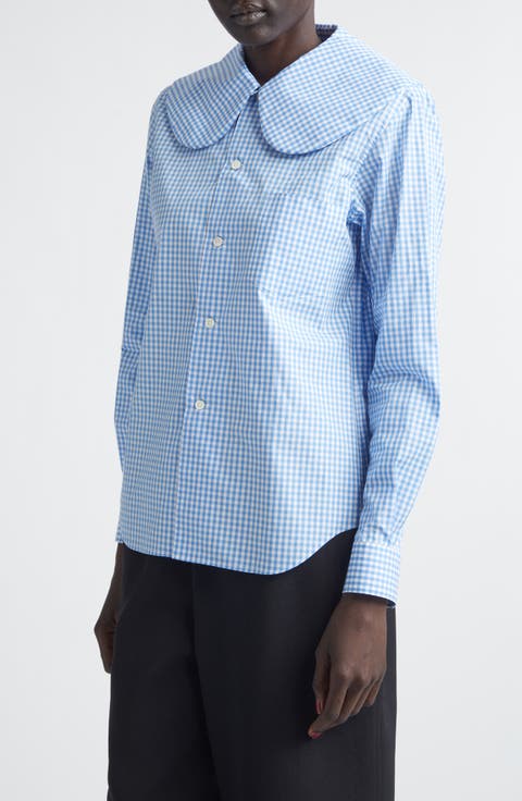 Gingham Cotton Poplin Button-Up Shirt