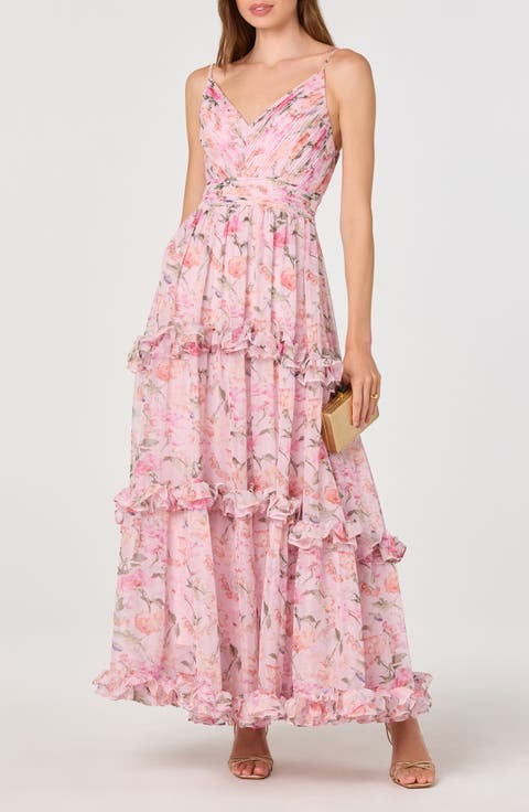 Ayanna Floral Ruffle Trim Maxi Dress