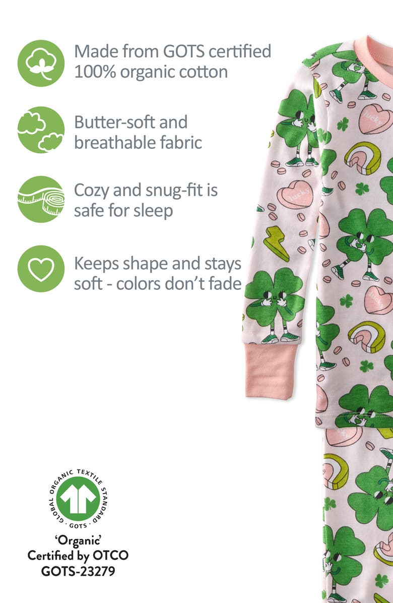 BUTTERBLU Kids' Zen Two-Piece Organic Cotton Pajamas, Alternate, color, Happy Go Lucky