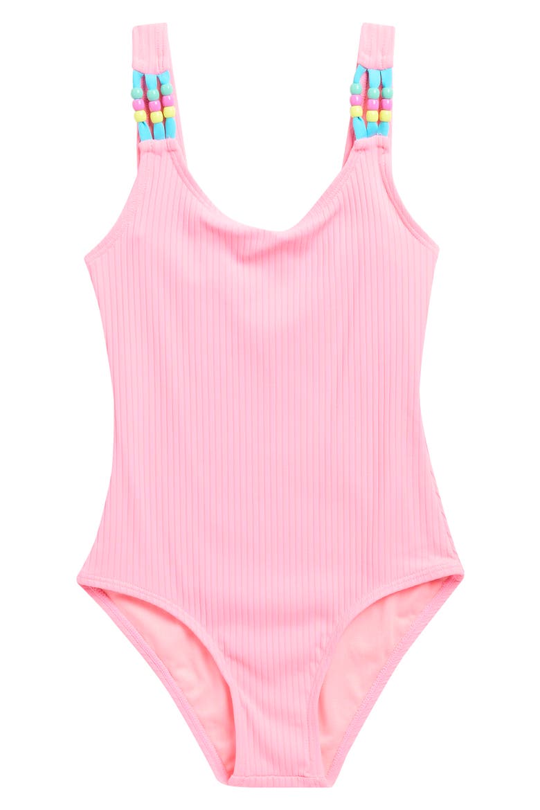 Kids' Pony Bead One-Piece Swimsuit, Main, color, WATERMLEON