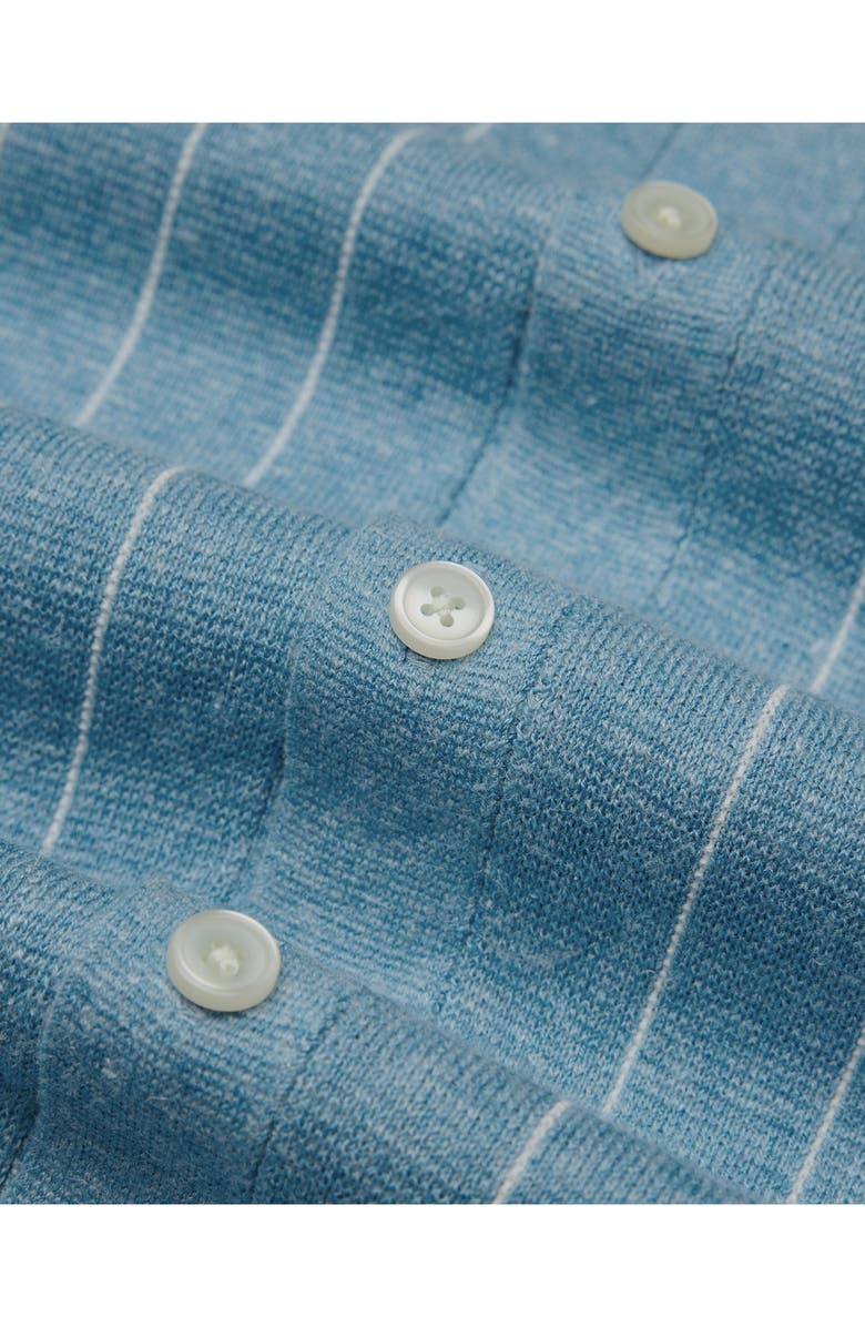 Reigning Champ Piazza Stripe Cotton & Linen Blend Button-Up Shirt, Alternate, color, Gulf-Ivory