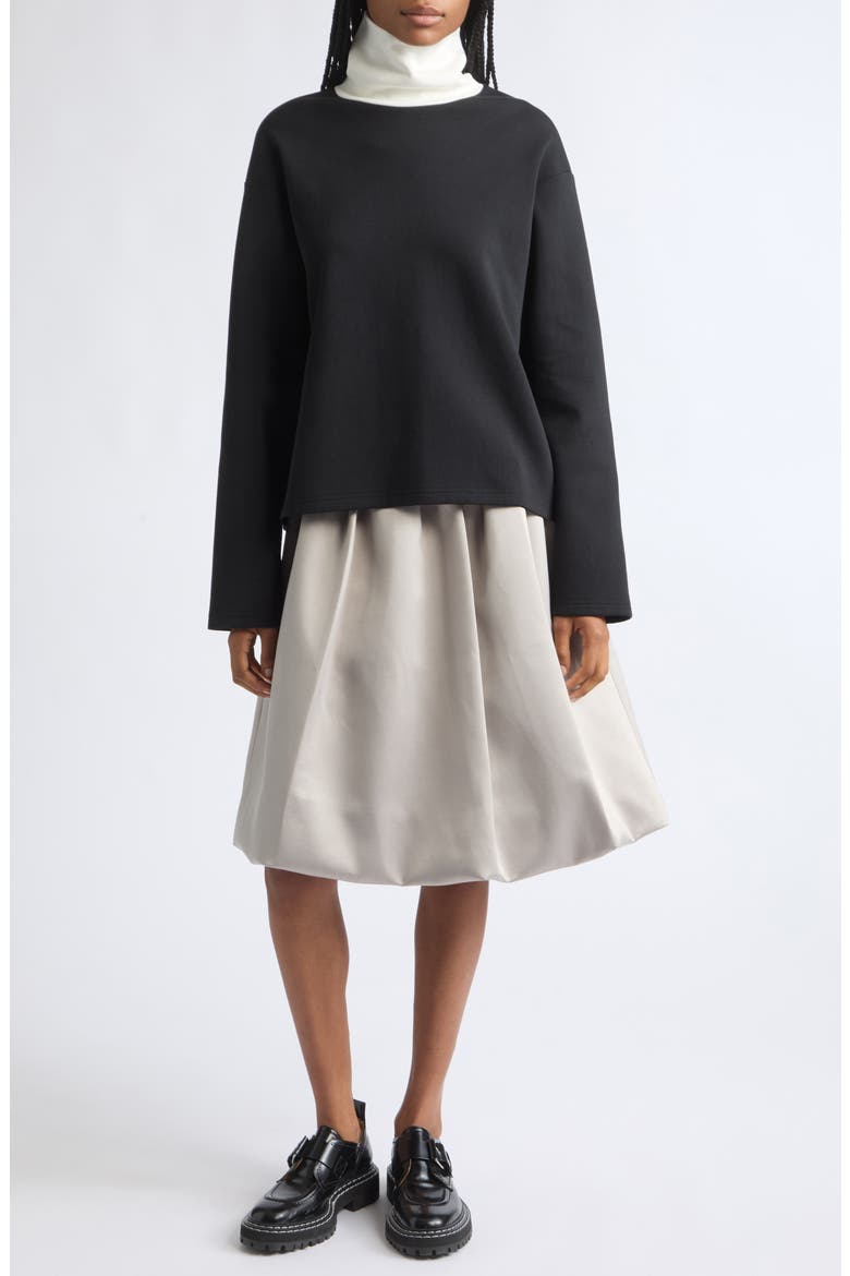 Contrast Jersey Turtleneck, Alternate, color, BLACK/ WHITE