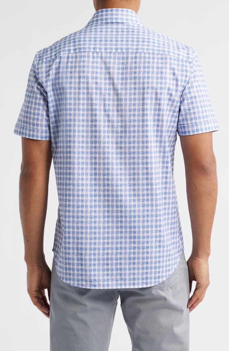 Bugatchi Miles OoohCotton<sup>®</sup> Abstract Print Short Sleeve Button-Up Shirt, Alternate, color, Lilac