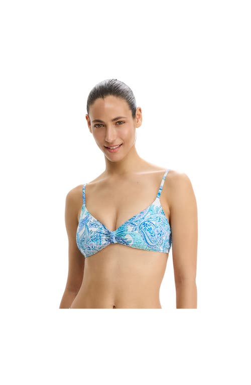 Profile By Gottex Boho Bloom V-neck Knot Bikini Top In Blue