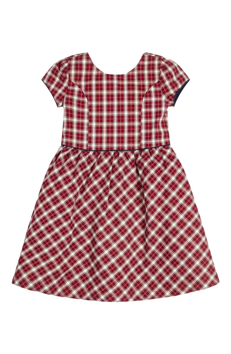 Hope & Henry Girls' Organic Short Sleeve Schoolgirl Dress, Toddler, Main, color, Dark Red Collegiate Check