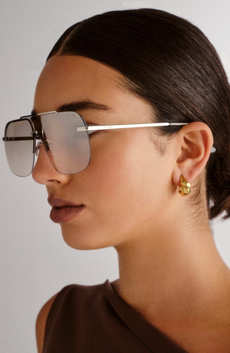 AIRE Venatici 137mm Aviator Sunglasses, Alternate, color, Silver