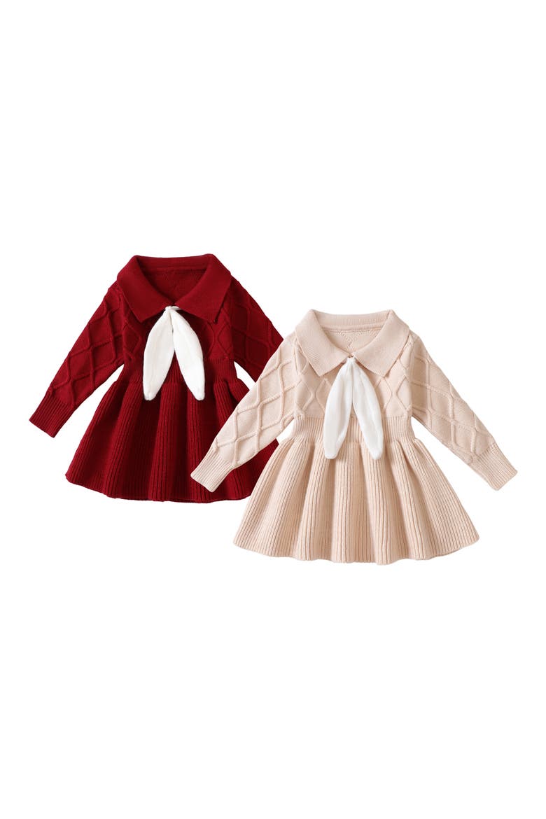 Yara Long Sleeve Cotton Sweater Dress, Alternate, color, RED