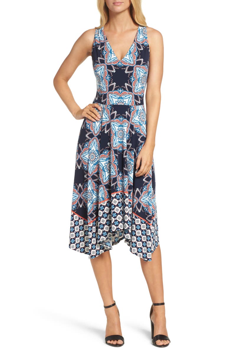 Maggy London Print Fit & Flare Dress, Main, color, 