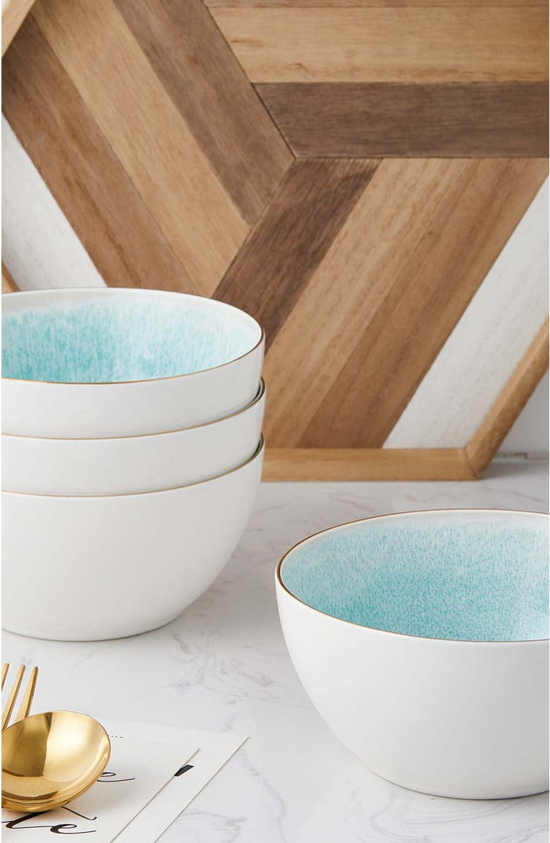 Stone Lain Josephine Porcelain 4-Piece Bowl Set, Alternate, color, Mint