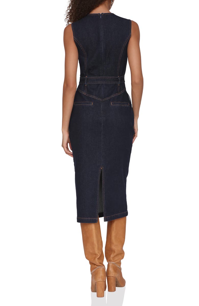 Avec Les Filles Corset Bodycon Midi Dress, Alternate, color, Dark Rinse Wash