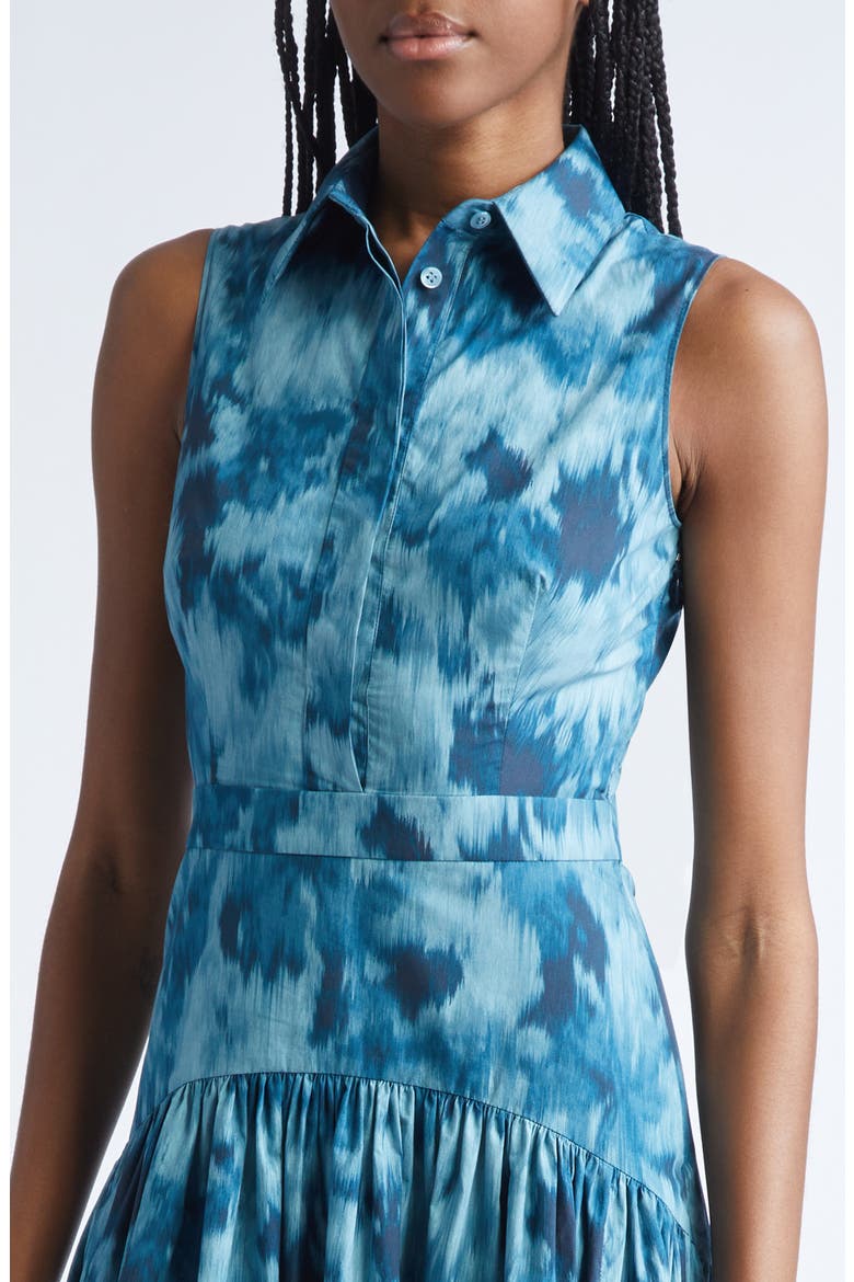 Floral Ikat Print Midi Shirtdress, Alternate, color, SEAGLASS MULTI