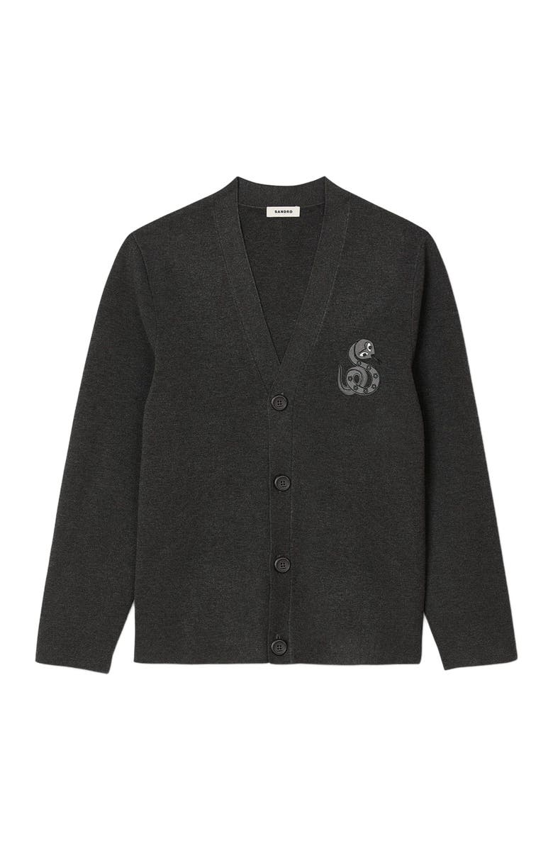SANDRO Cardigan with snake detail, Alternate, color, 