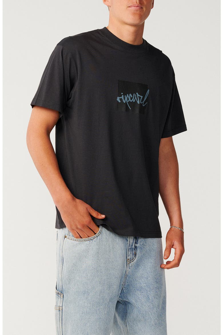 Rip Script Icon Organic Cotton Graphic T-Shirt, Alternate, color, WASHED BLACK