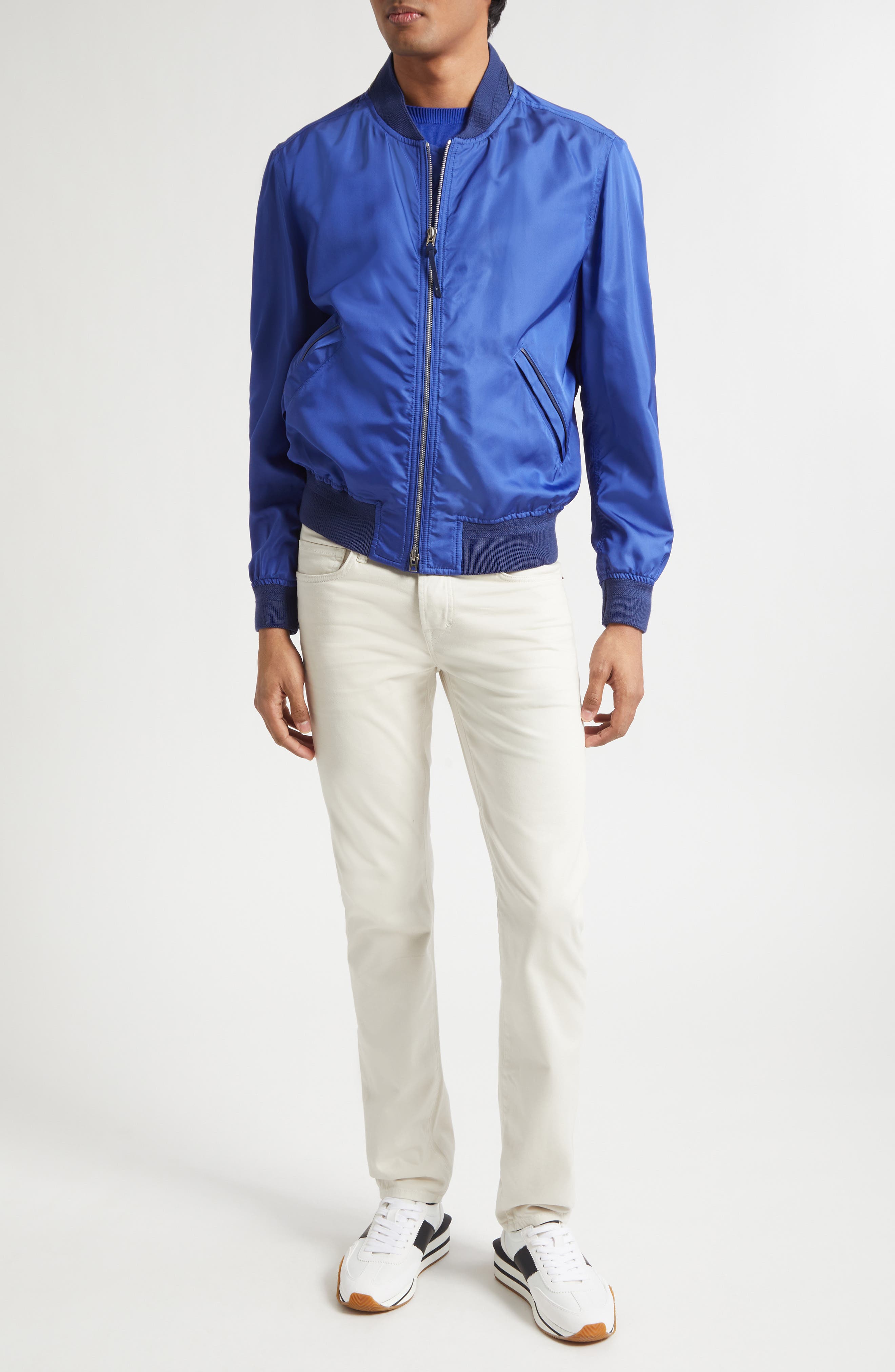 Technical Silk Poplin Bomber Jacket - image 2