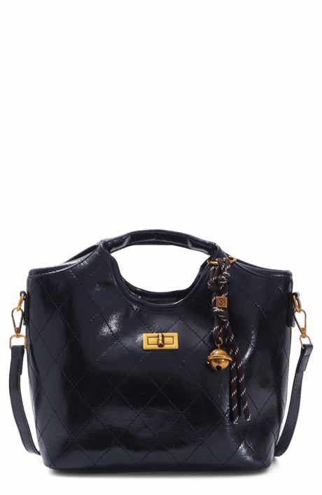 Quilted Faux Leather Top Handle Bag