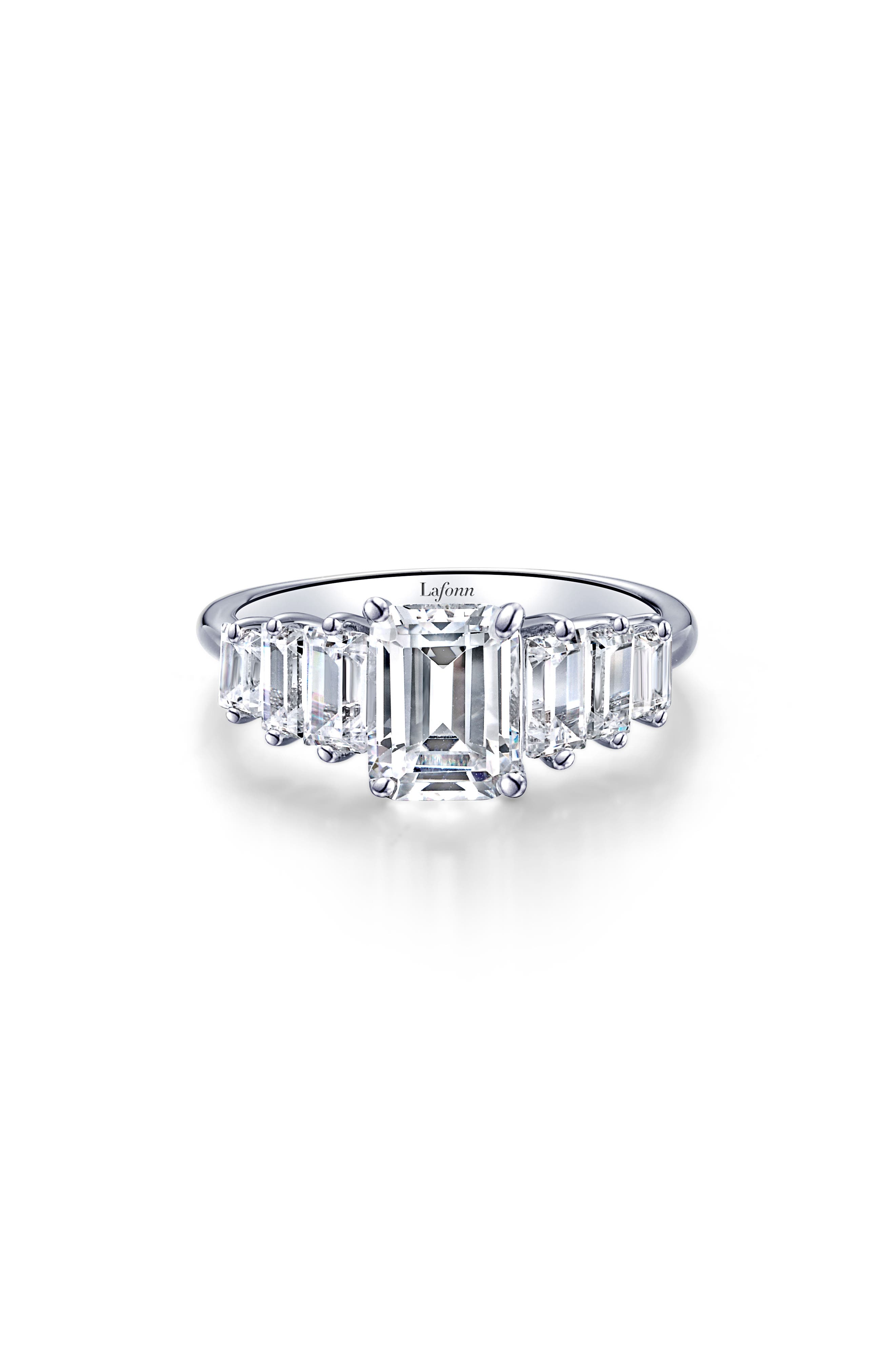 Lafonn Emerald Cut Simulated Diamond 7-Stone Ring