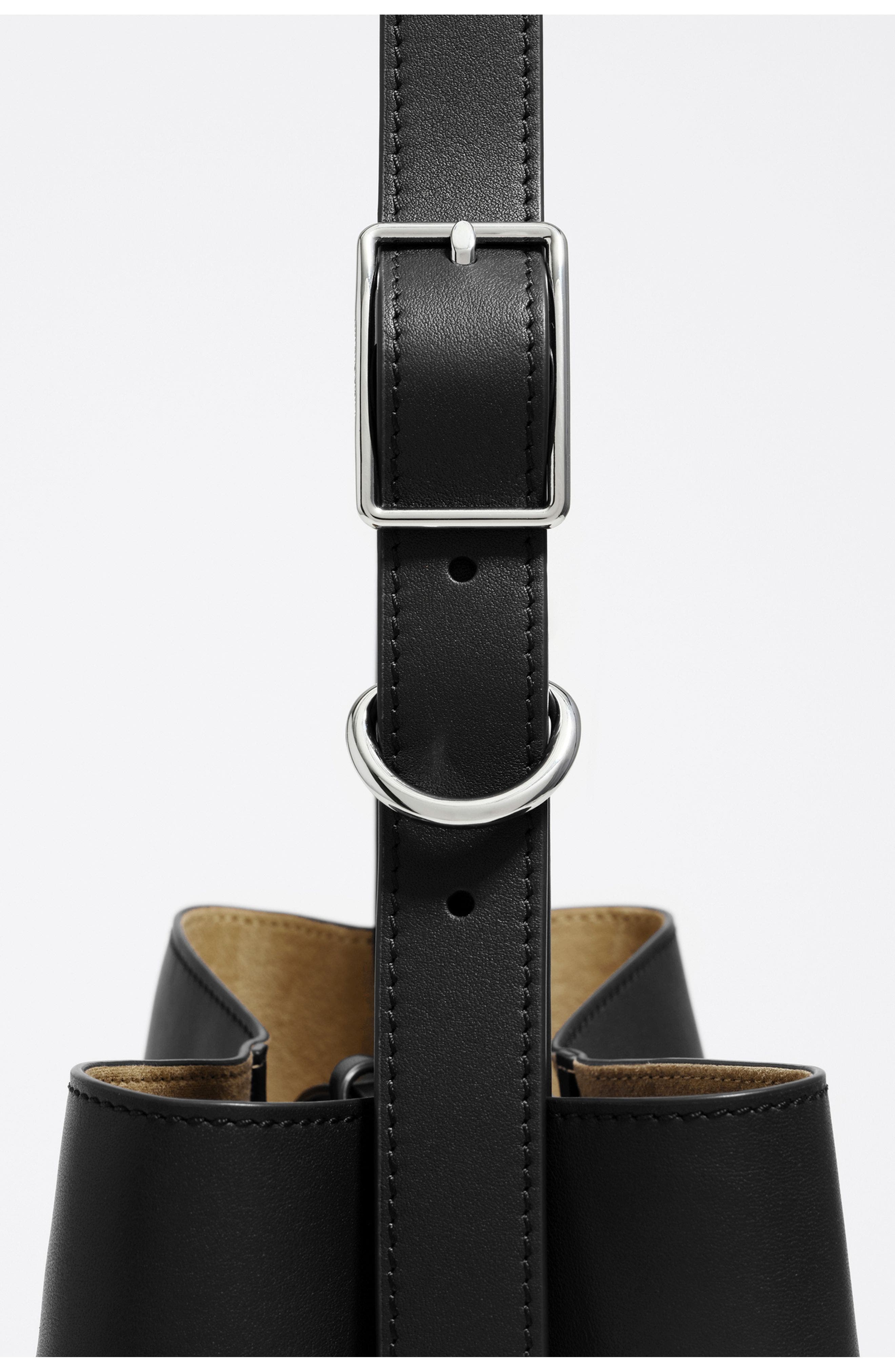 Bimba y Lola Medium Leather Carlino Bag, Alternate, color, Black