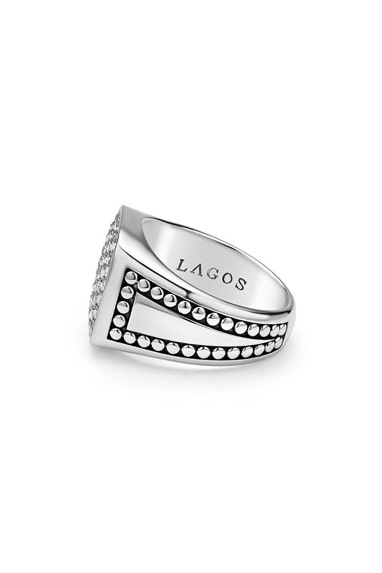 Anthem Pavé Diamond Signet Ring, Alternate, color, SILVER