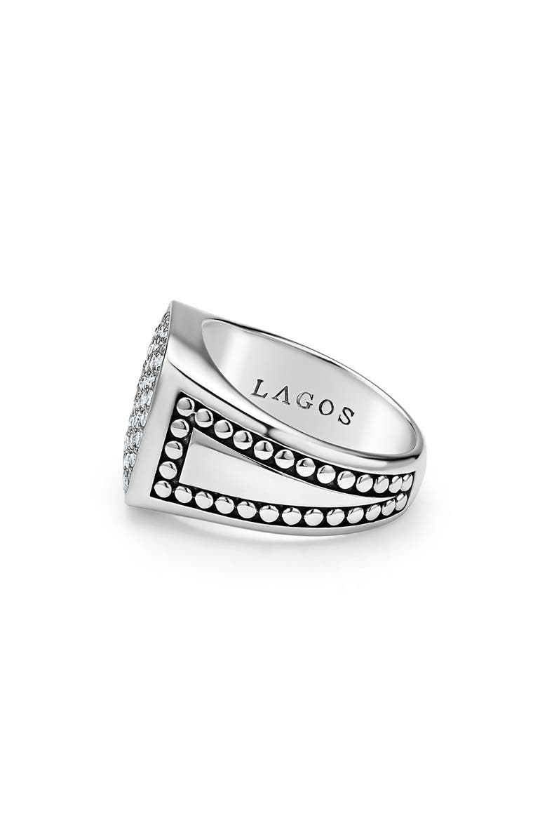 LAGOS Anthem Pavé Diamond Signet Ring, Alternate, color, Silver