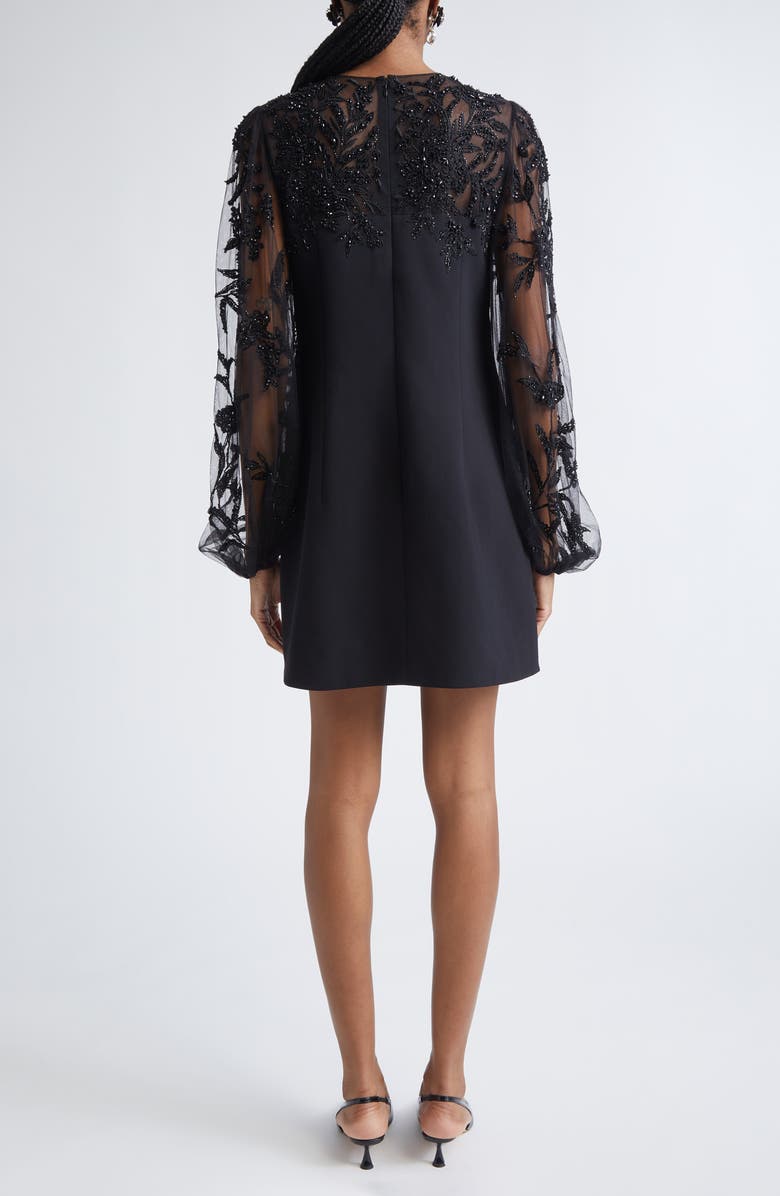Carolina Herrera Sequin Embroidered Puff Sleeve Cocktail Dress, Alternate, color, Black Multi
