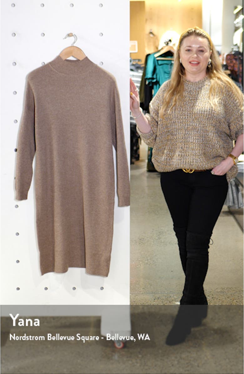 Ribbed Long Sleeve Funnel Neck Midi Sweater Dress, sales video thumbnail