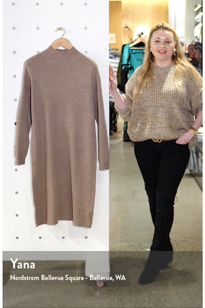 Ribbed Long Sleeve Funnel Neck Midi Sweater Dress video