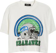 Junk Food Game Time NFL Seattle Seahawks Crop Distressed Graphic T-Shirt