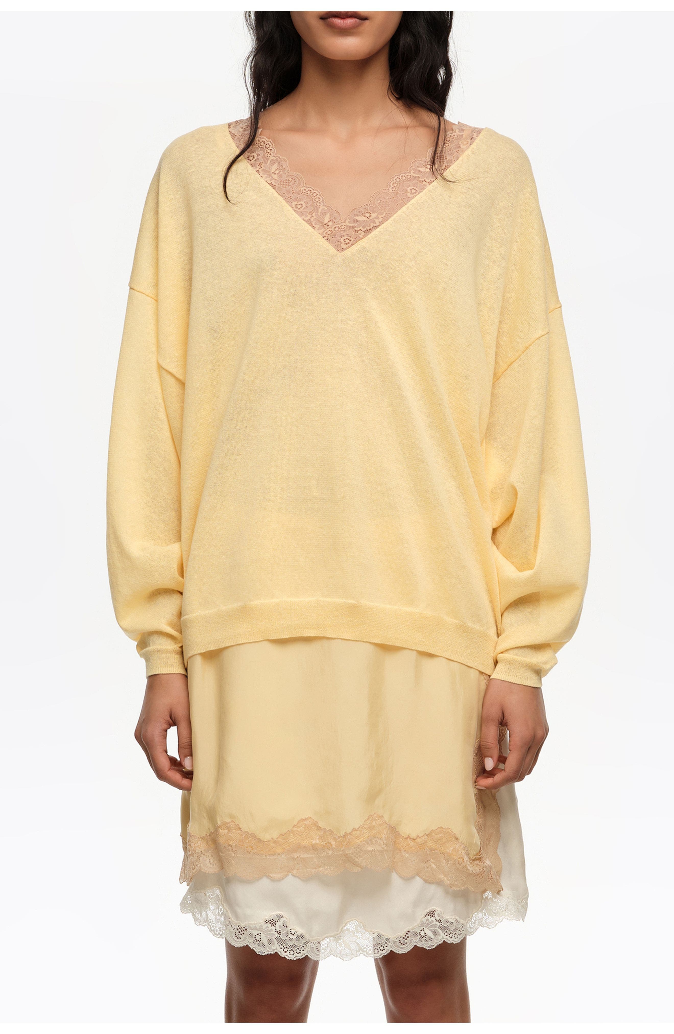 Long Linen Cotton Lace Sweater - image 3