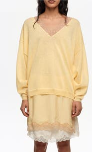 Bimba y Lola Long Linen Cotton Lace Sweater
