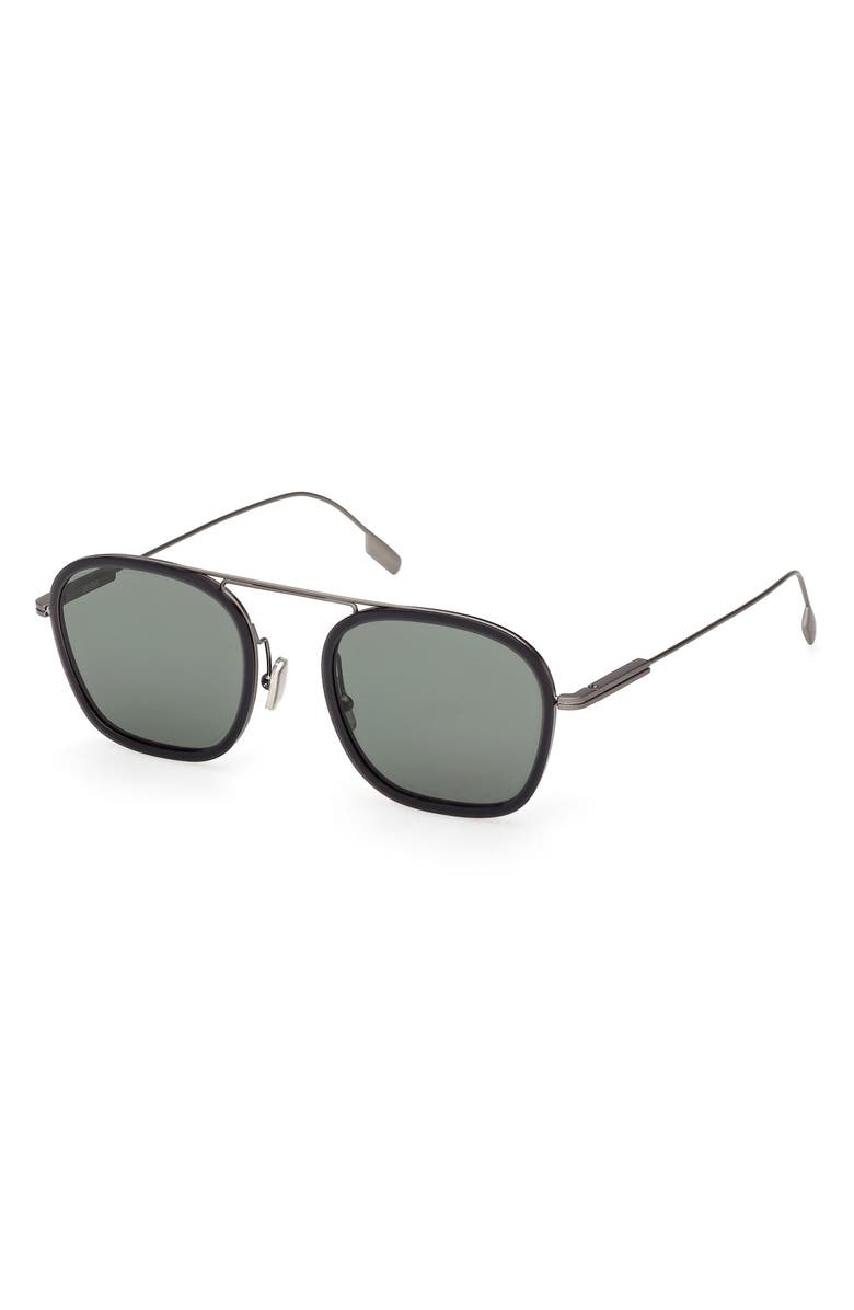 ZEGNA 51mm Navigator Sunglasses, Alternate, color, Satin Dark Grey / Milky Grey