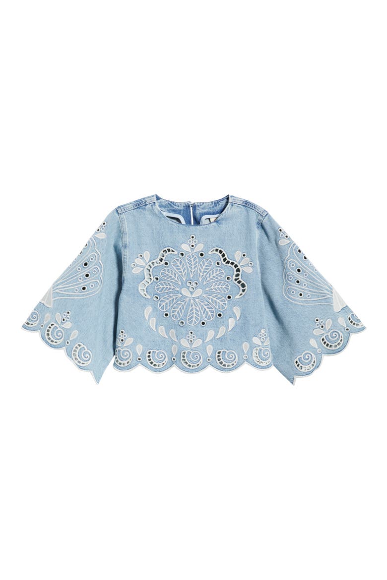 Richelieux Eyelet Detail Crop Denim Top (Women) | Nordstrom