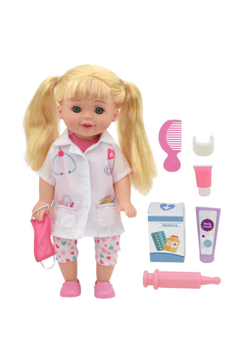 Talking Doctor Playset 14" Blonde Doll 6Pc, Main, color, Multicolored