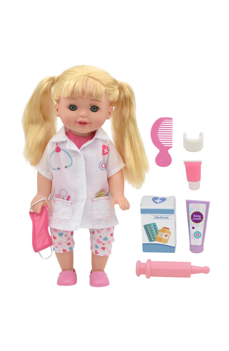 Lil Tots Talking Doctor Playset 14" Blonde Doll 6Pc, Main, color, Multicolored