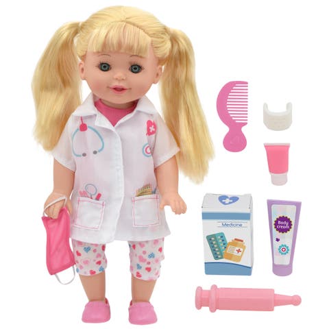 Talking Doctor Playset 14" Blonde Doll 6Pc