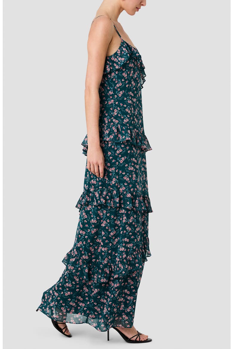 Marina Lucia Floral Chiffon Tiered Maxi Dress, Alternate, color, DEEP TEAL LUCIA FLEUR MULTI