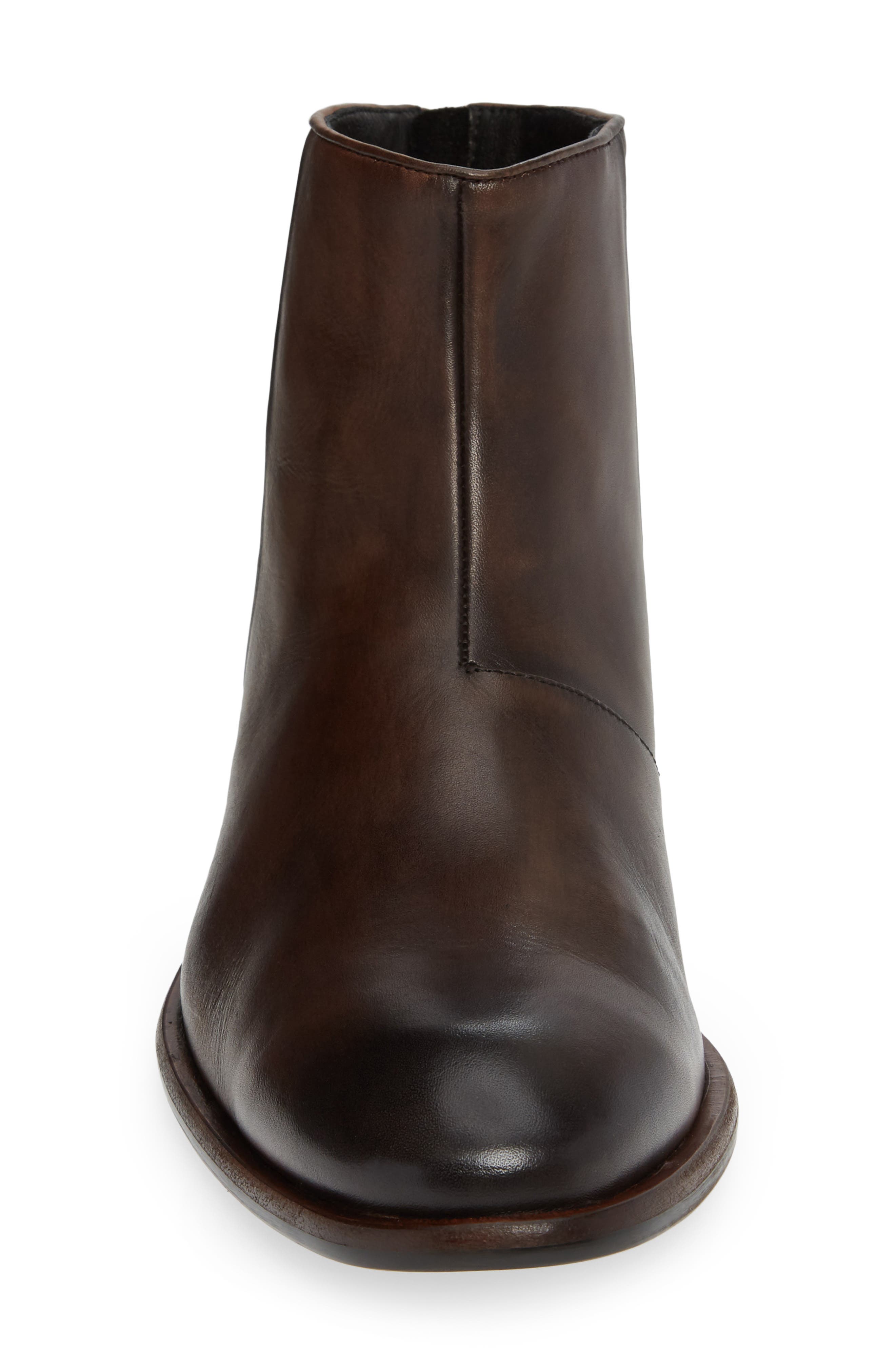NYC Back Zip Boot, Alternate, color, WOOD BROWN LEATHER