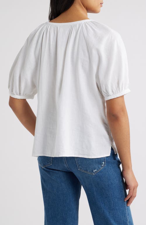 Caslonr Caslon(r) Puff Sleeve Linen Blend Button-up Shirt In White